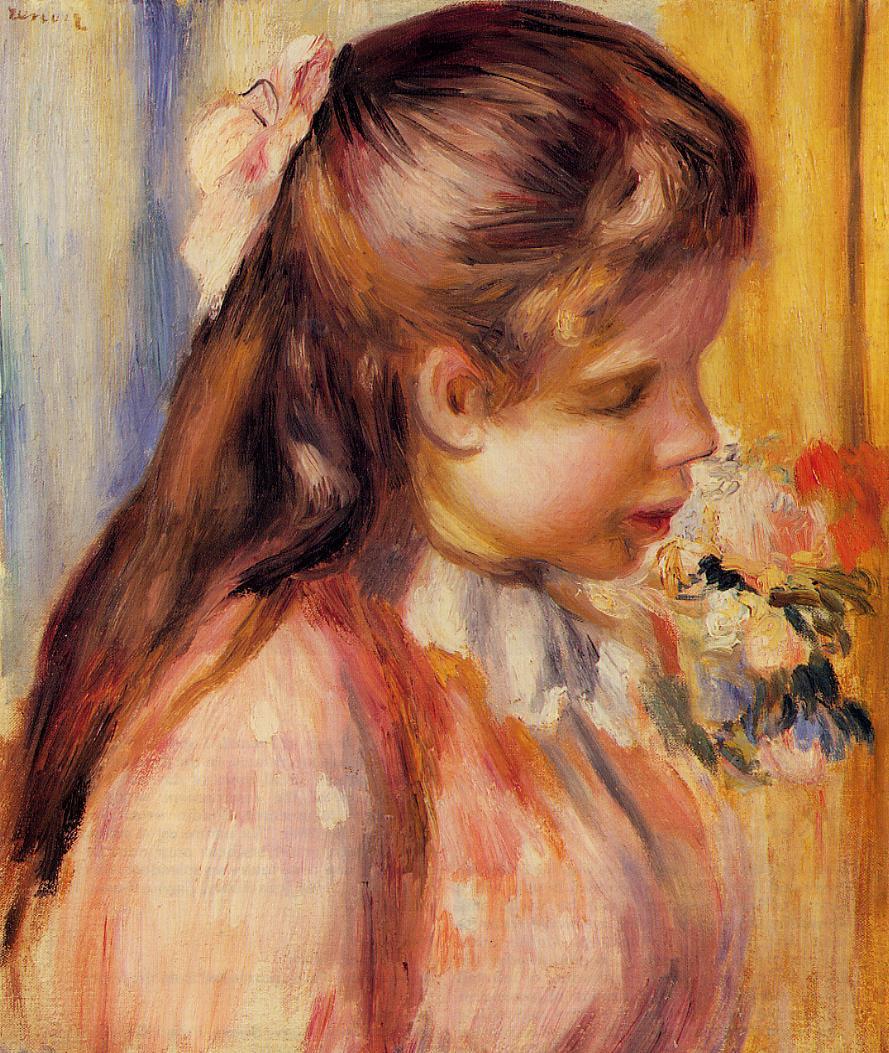 Bust of a Young Girl - Pierre-Auguste Renoir painting on canvas